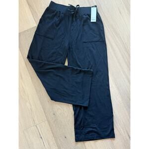 New Cozy Earth Womens Wide Leg Patch Pocket Bamboo Joggers Medium Black